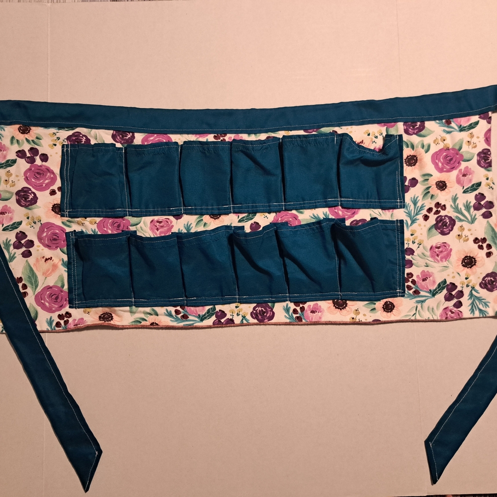 Floral Apron with Teal Pockets